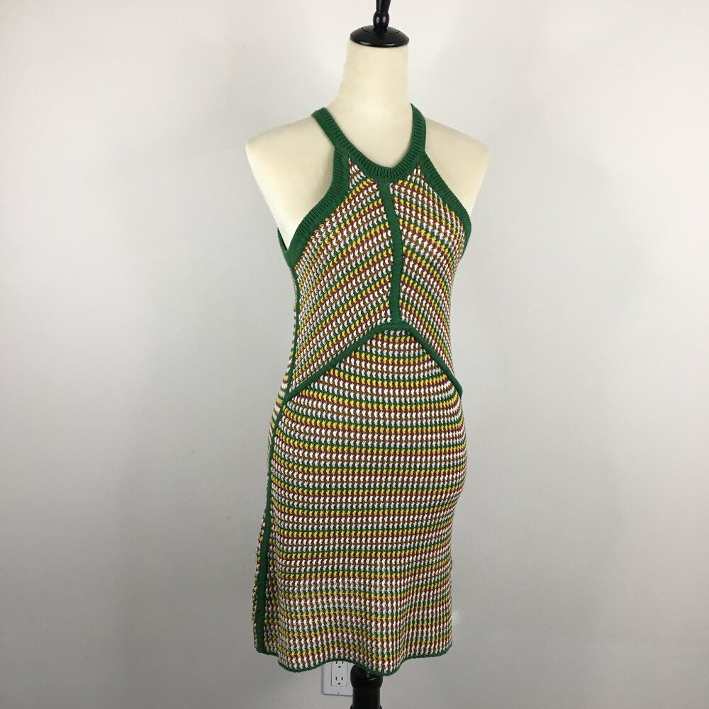 ZARA KNIT Multi-Color Striped Halter Neck Sleeveless Dress